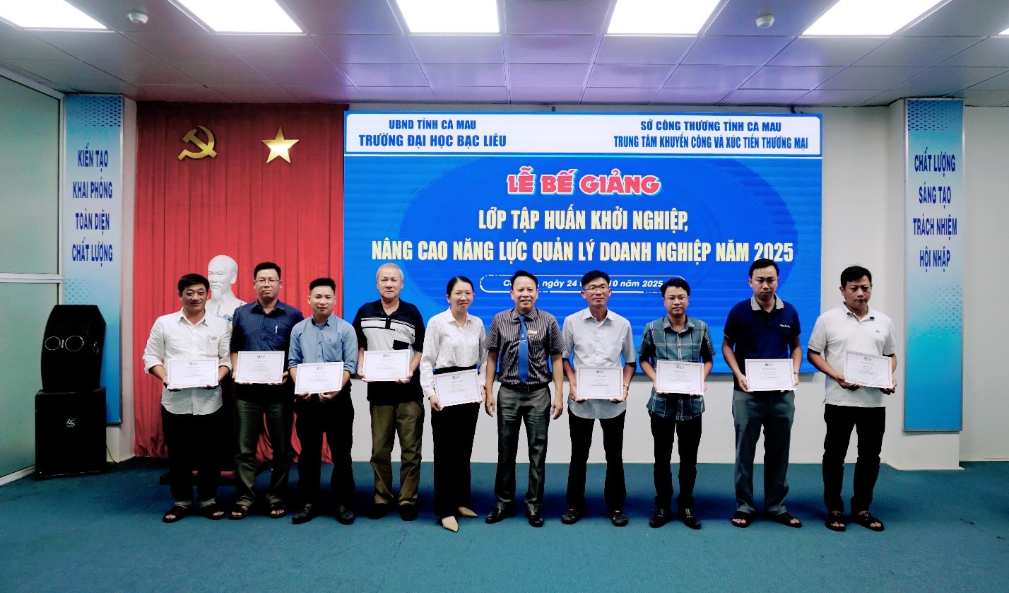 Trường Đại học Bạc Liêu tổ chức lớp tập huấn Khởi nghiệp,  nâng cao năng lực quản lý doanh nghiệp năm 2025